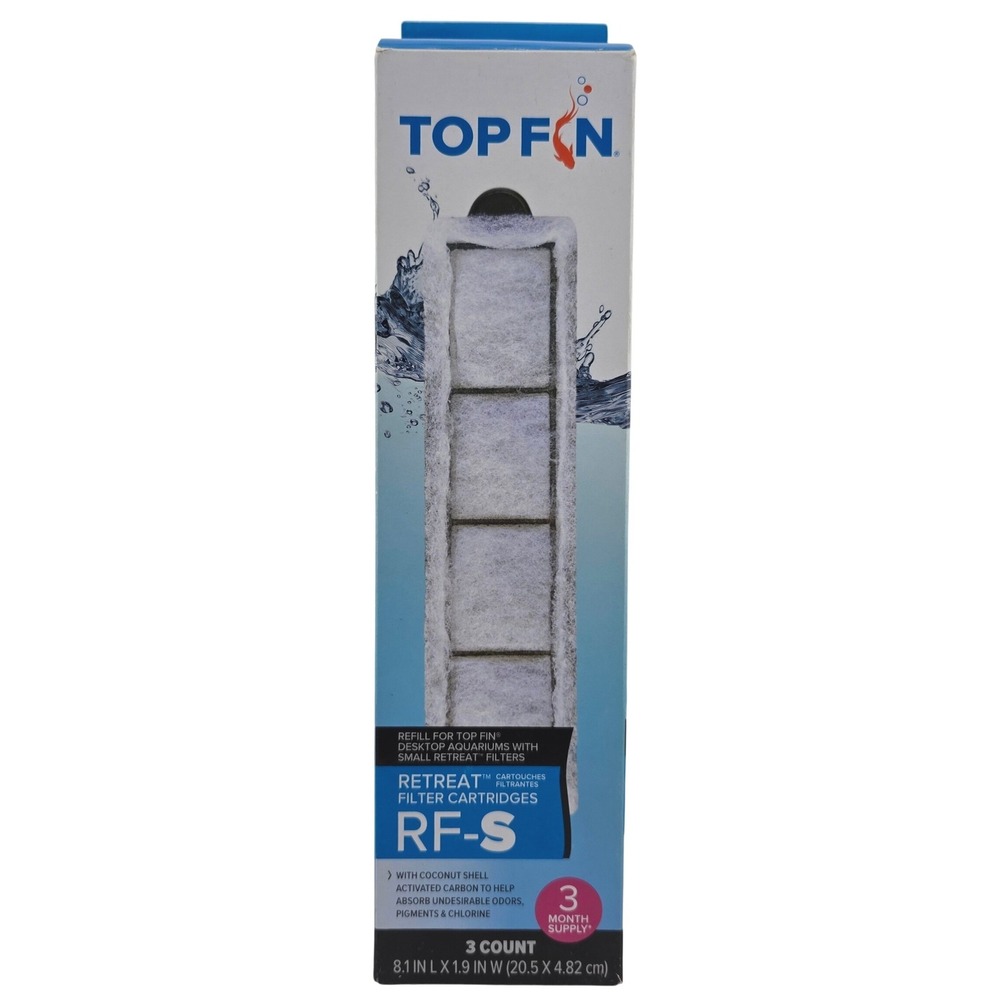 Top Fin Retreat Filter Cartridges RF-S 3 Count Small Desktop Aquarium Refill‎
